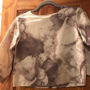 Club Monaco wool silk gray floral top